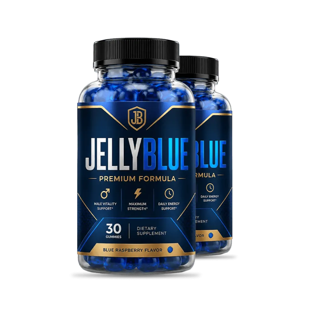 JellyBlue two bottle package of men's wellness gummies